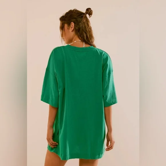 Free People Beach Essential Extreme Tee Mini Dress Golf Green NWOT - Picture 2 of 8